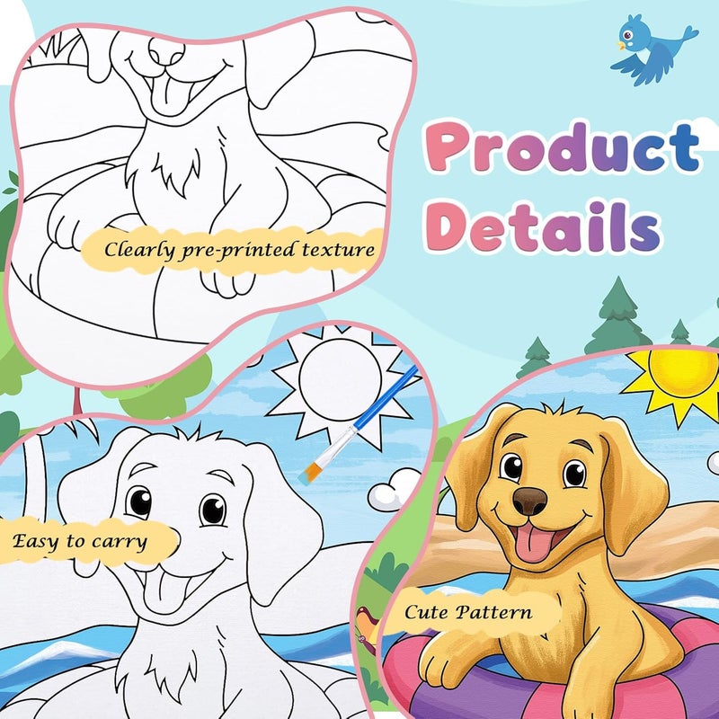 Anseal 12 Packs Pre Drawn Canvas to Paint, 5" X 7" Pre Printed Canvas for Kids, Pre Stretched Canvas Outline Painting Boards for Beginners, Students, Party Favor (Animal) - Image 2